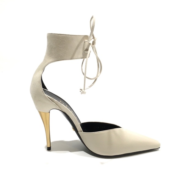 GUCCI PRISCILA ANKLE CUFF PUMPS -LEATHER AND SUEDE -WHITE -US 7.5 -NEW - Picture 4 of 13